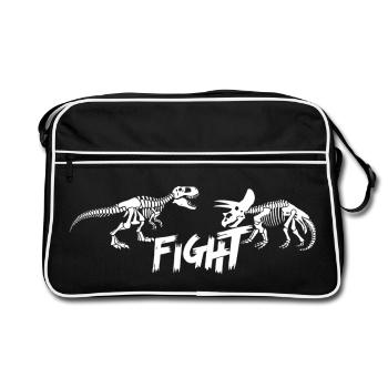 tyrannosaurus versus triceratops (white) - Retro Bag - black/white - Front