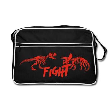 tyrannosaurus versus triceratops (red) - Retro Bag - black/white - Front