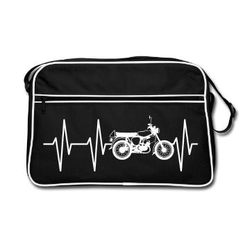 Simson s50 Herzschlag DDR Osten Symbol Puls Logo - Retro Tasche - Schwarz/Weiß - Vorne
