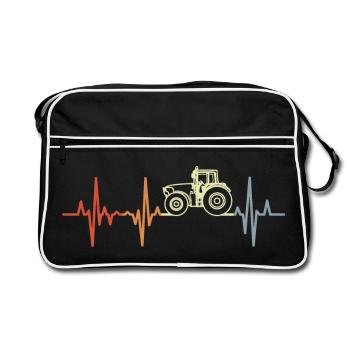Retro Traktor EKG - Retro Tasche - Schwarz/Weiß - Vorne