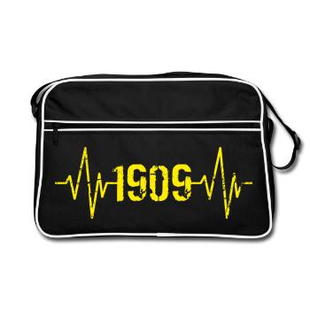 Dortmund Herzschlag - Retro Tasche - Schwarz/Weiß - Vorne