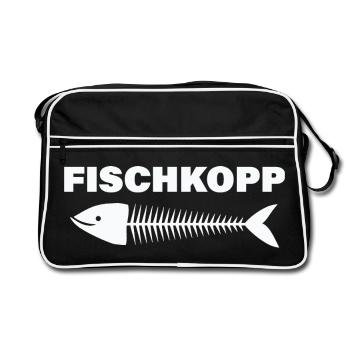 FISCHKOPP - Retro Bag - black/white - Front
