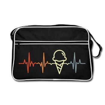 Vintage Cream Heartbeat - Retro Bag - black/white - Front