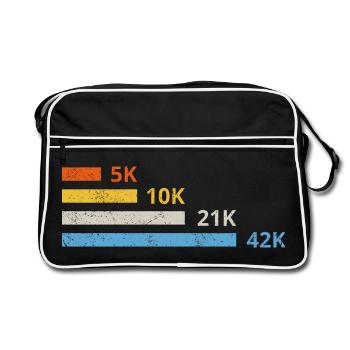 Laufdistanzen II - 5K 10K 21K 42K Marathonläufer - Retro Tasche - Schwarz/Weiß - Vorne