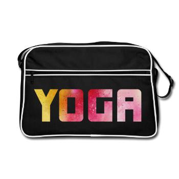 Yoga Holi Meditation om Namaste Aquarell Spirit - Retro Tasche - Schwarz/Weiß - Vorne