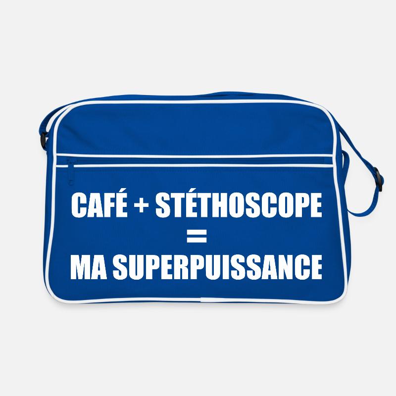 Café et stéthoscope = ma superpuissance Sac Retro