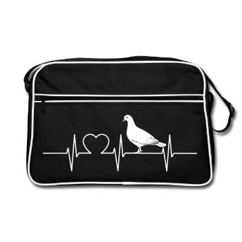 Tauben Taube - Retro Tasche - Schwarz/Weiß - Vorne