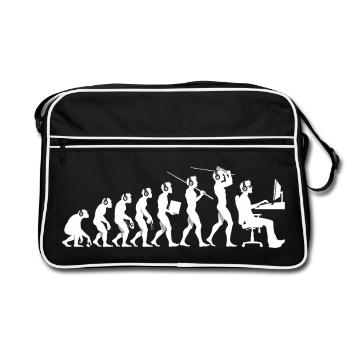 Evolution des Gamers – Humorvolles Gaming Motiv - Retro Tasche - Schwarz/Weiß - Vorne
