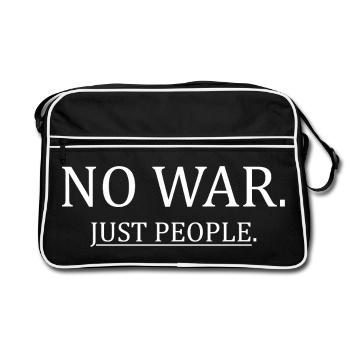 No War Just People Minimalist Peace Statement - Retro Bag - black/white - Front