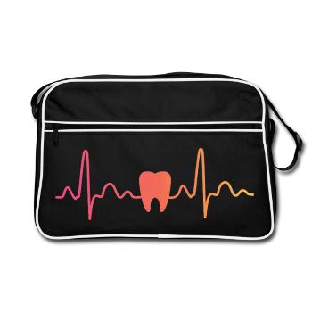 dentiste sunset battement de coeur du dentiste - Sac Retro - noir/blanc - Devant