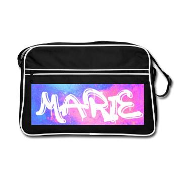 Marie Graffiti Neon Splash - Retro Tasche - Schwarz/Weiß - Vorne