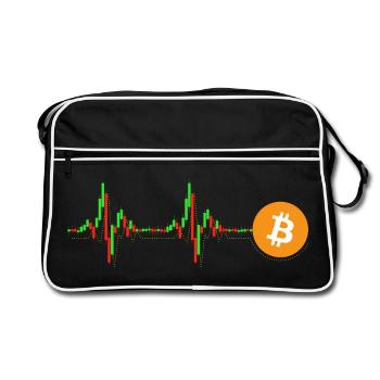 Bitcoin Chart Pattern - Retro Bag - black/white - Front