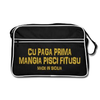 T-shirt Trinacria Sicile Proverbe sicilien - Sac Retro - noir/blanc - Devant