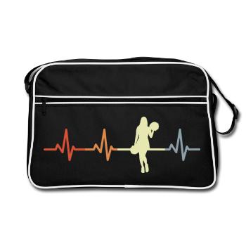 Cheerleaderin Kardiogramm - Retro Tasche - Schwarz/Weiß - Vorne