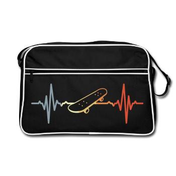Vintage Skateboard Heartbeat - Sac Retro - noir/blanc - Devant