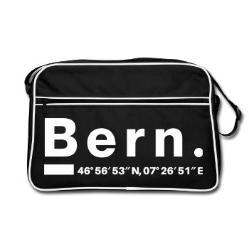 Bern Koordinaten Berner Bernerin Schweiz - Retro Tasche - Schwarz/Weiß - Vorne
