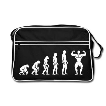 Evolution zum Bodybuilder – Fitness Motivation - Retro Tasche - Schwarz/Weiß - Vorne