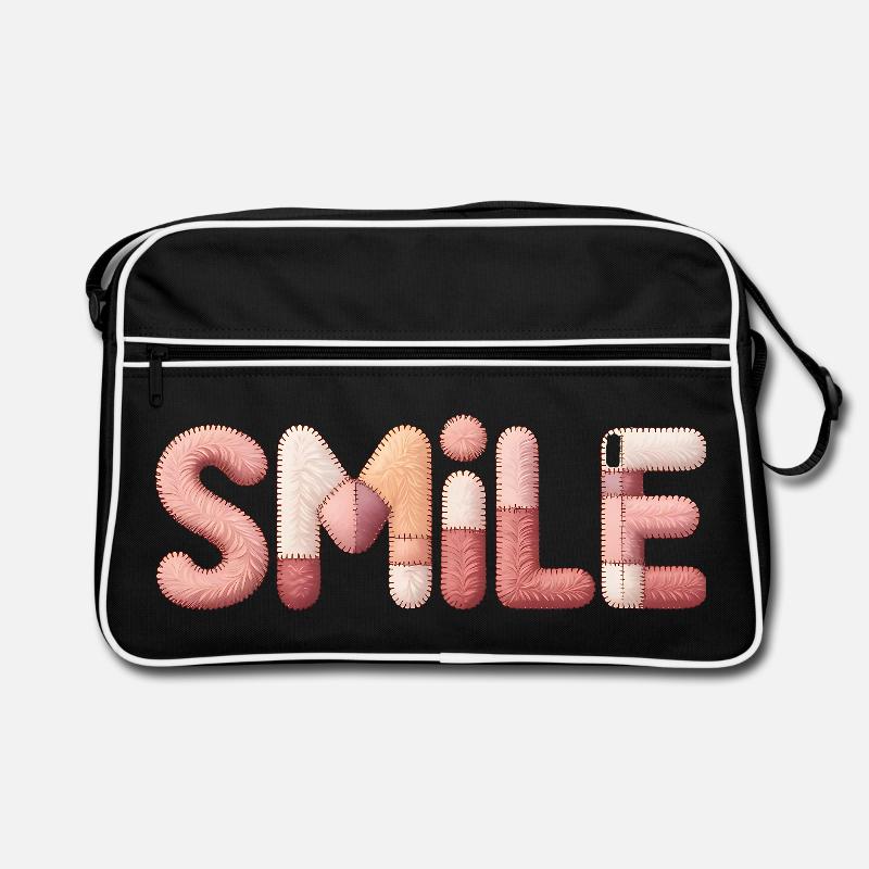 Design de sourire créatif patchwork pour une femme positive Sac Retro