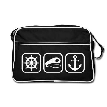 Boater Captain Sailor Boat Anchor Sailor - Retro Bag - black/white - Front