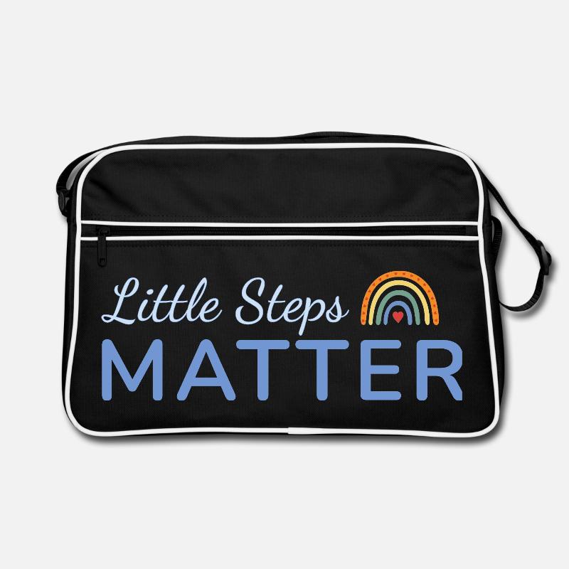 Little Steps Matter Regenbogen blau Retro Tasche