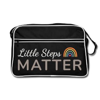 Little Steps Matter Regenbogen Taupe - Retro Tasche - Schwarz/Weiß - Vorne