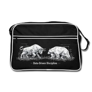 Data-Driven Discipline: Bull & Bear Design - Retro Bag - black/white - Front