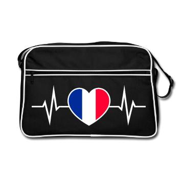 France Heartbeat ECG Love Heart France Fan - Sac Retro - noir/blanc - Devant