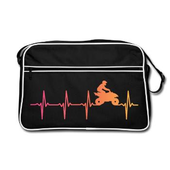 Quad sunset battement de coeur atv quad rider - Sac Retro - noir/blanc - Devant