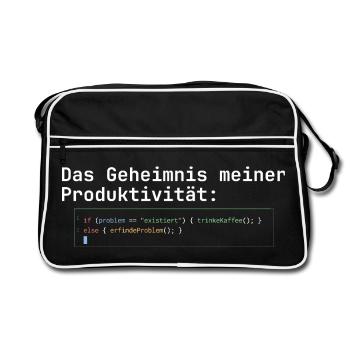 Programmierer Kaffee Geheimnis der Produktivität - Retro Tasche - Schwarz/Weiß - Vorne