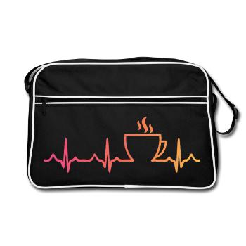 Sunset Coffee, Heartbeat, Coffee - Retro Bag - black/white - Front