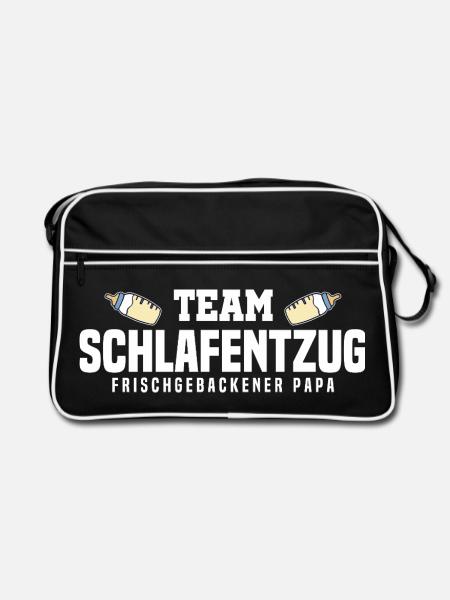 Team Schlafentzug Frischgebackener Papa - Retro Tasche - Schwarz/Weiß