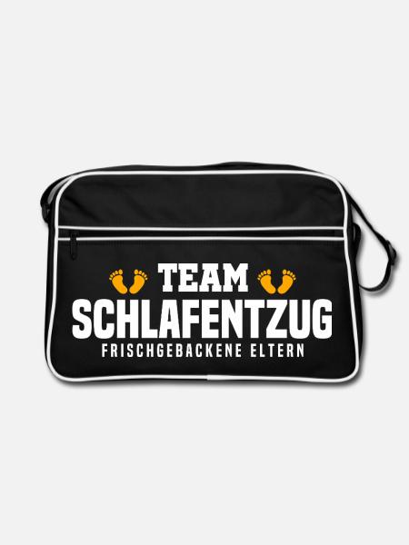 Team Schlafentzug - Frischgebackene Eltern - Retro Tasche - Schwarz/Weiß