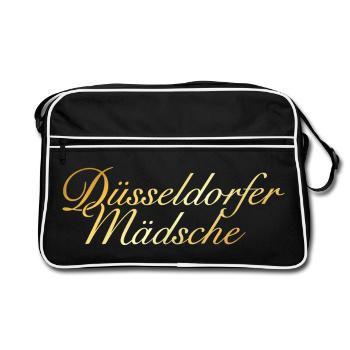 Düsseldorfer Mädsche - Mädchen aus Düsseldorf - Retro Tasche - Schwarz/Weiß - Vorne