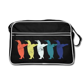 Pinguin Pinguine - Retro Tasche - Schwarz/Weiß - Vorne