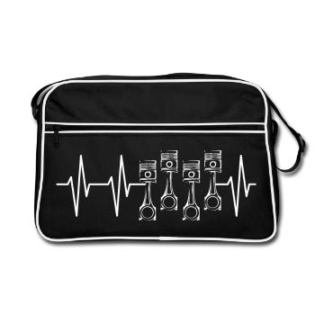 Heartbeat Piston Tuning Tuner Voitures Moteur Graphiques - Sac Retro - noir/blanc - Devant