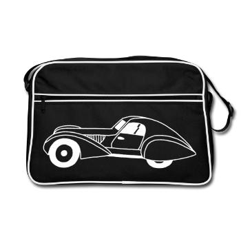 Automobile blanche et goutte d'eau - Sac Retro - noir/blanc - Devant