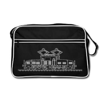 Locomotive, Train, Railway - Retro Bag - black/white - Front