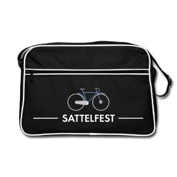 Sattelfest witziges Fahrrad Spruchshirt Radfahrer - Retro Tasche - Schwarz/Weiß - Vorne