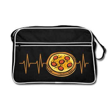 Pizza Heartbeat – Motif alimentaire amusant - Sac Retro - noir/blanc - Devant