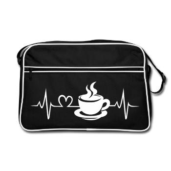 Café Amour Battement de cœur Design - Sac Retro - noir/blanc - Devant