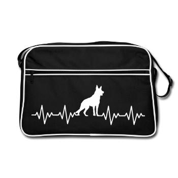 Battement de cœur chez l’ECG du berger allemand - Sac Retro - noir/blanc - Devant