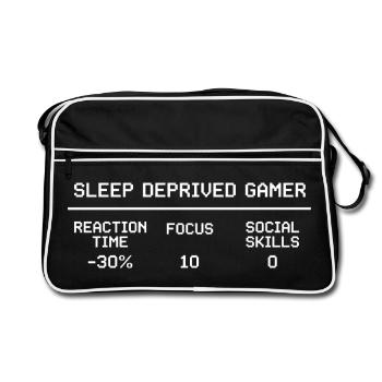 Sleep Deprived Gamer RPG Stat Block Video Game - Retro Bag - black/white - Front