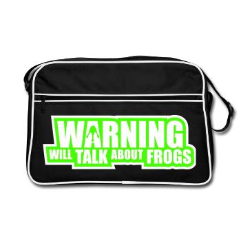 Avertissement : parlera des grenouilles, grenouille, animal drôle. - Sac Retro - noir/blanc - Devant