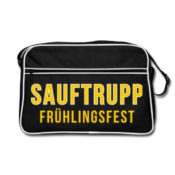 Sauftrupp Frühlingsfest 2026 – Bierfest Crew - Retro Tasche - Schwarz/Weiß - Vorne