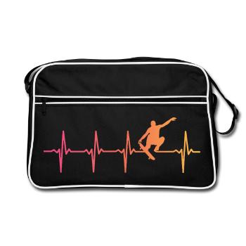 Skate Skater Sunset Battement de Cœur skateboard - Sac Retro - noir/blanc - Devant