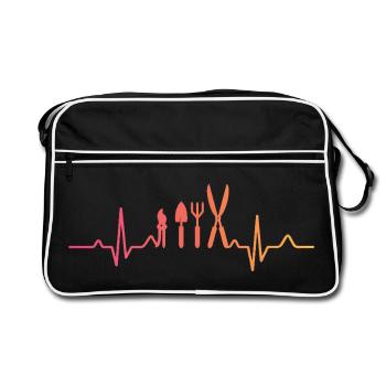 jardinière jardinier sunset battement de coeur - Sac Retro - noir/blanc - Devant