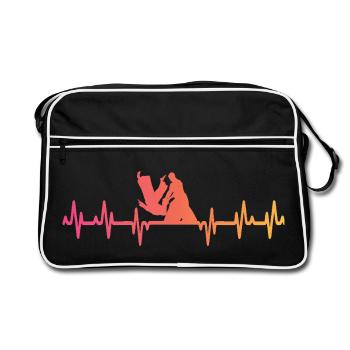 Aikido-Herzschlag Aikidoka-Herzschlag - Retro Tasche - Schwarz/Weiß - Vorne