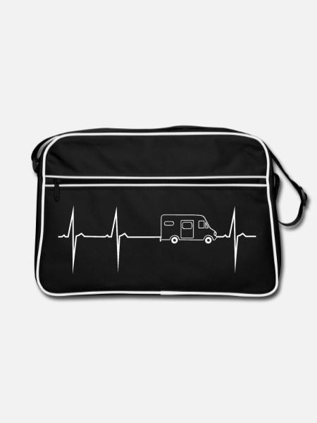 herzschlag kastenwagen - Retro Tasche - Schwarz/Weiß