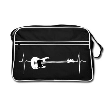 herzschlag e bass - Retro Tasche - Schwarz/Weiß - Vorne