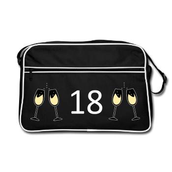 18e anniversaire 18 ans 18 Numéro 18 Blanc - Sac Retro - noir/blanc - Devant